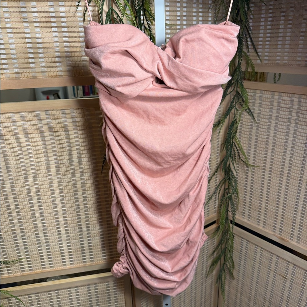 Fashion Nova Blush Pink Ruched Mini Dress